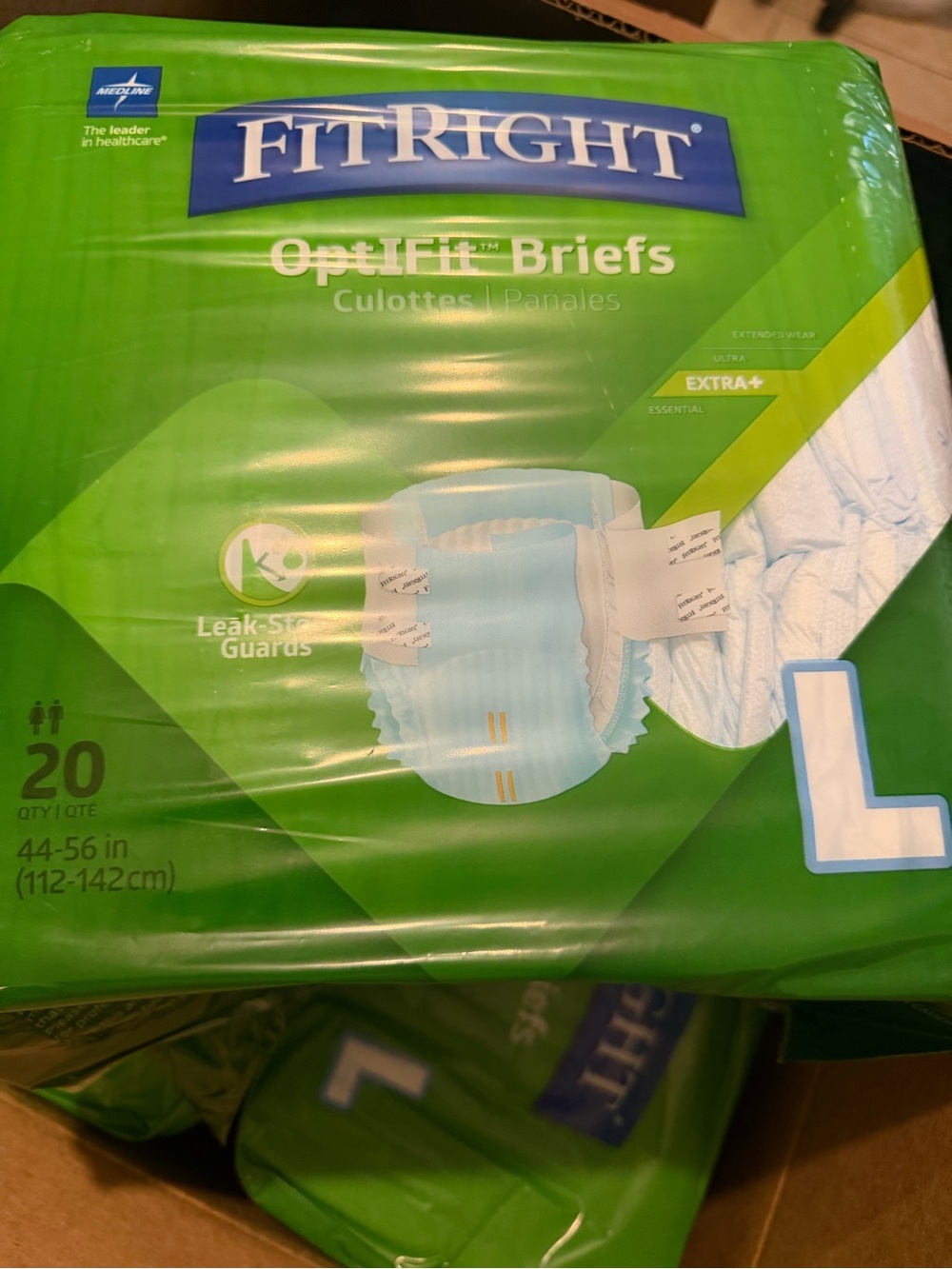 OptiFit Briefs - Large - Green unisex tabs diapers